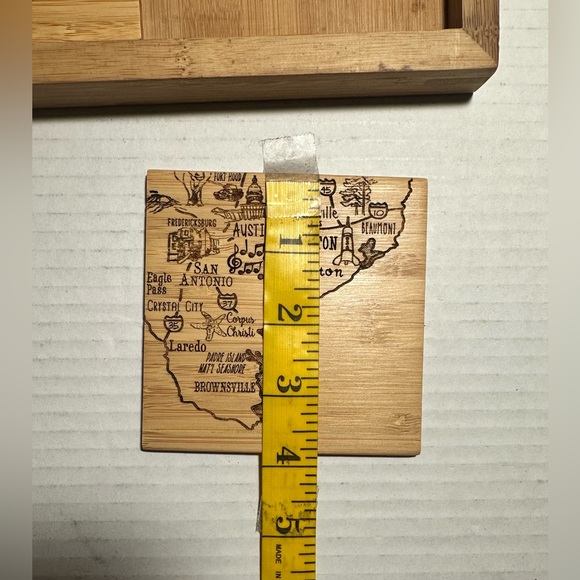 Texas State Puzzle Coasters 4 Piece Wood Serving Tray Lone Star Drinks Food Used - Picture 9 of 10